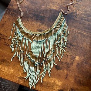 Pull&Bear Beaded Fringe Necklace